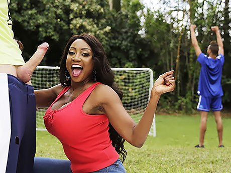 Watch Big Ebony Tits Pornstar Diamond And Her Son's Football Coach video