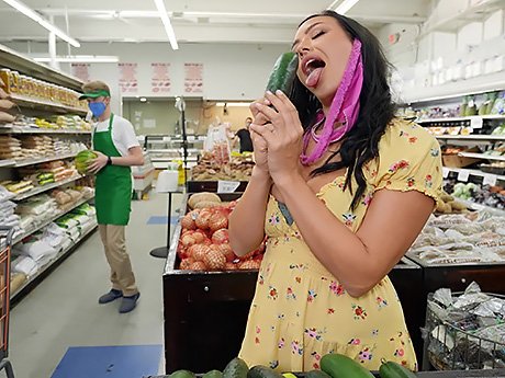 Watch Cute MILF Kitten Seduces Timid Trainee In Supermarket video