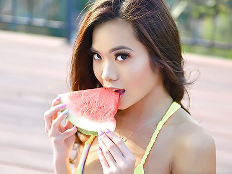 Watch Thai Schoolgirl Vina Loves Big Watermelons But Big Dicks She Likes More video